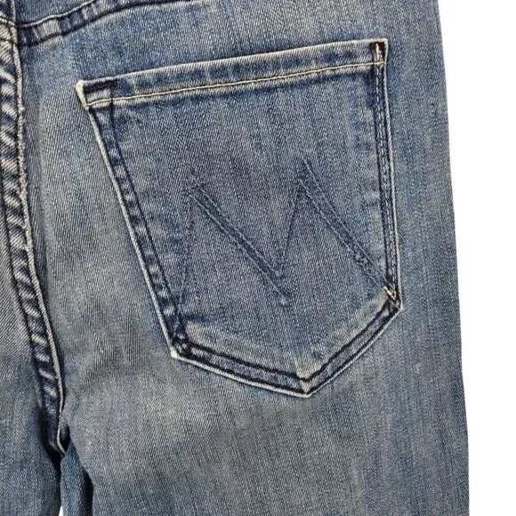 Mother The Stunner Ankle‎ Step Fray Jeans Medium Wash Size 29 Button Fly Stretch
